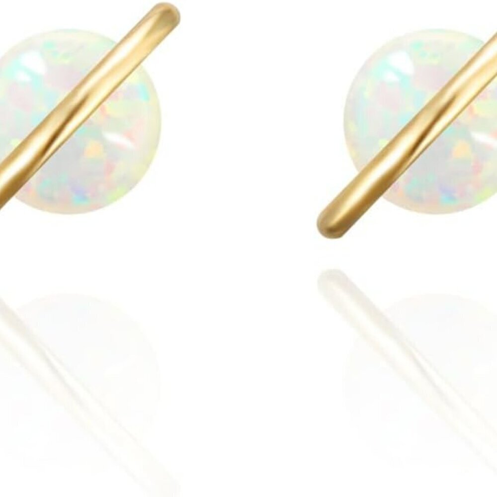 Planet 18K Rose/White/Yellow Gold Plated 925 Sterling Silver Post Dainty Opal St
